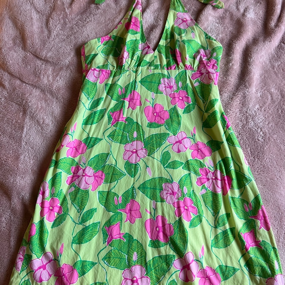 Lilly Pulitzer Green and Pink Floral Dress